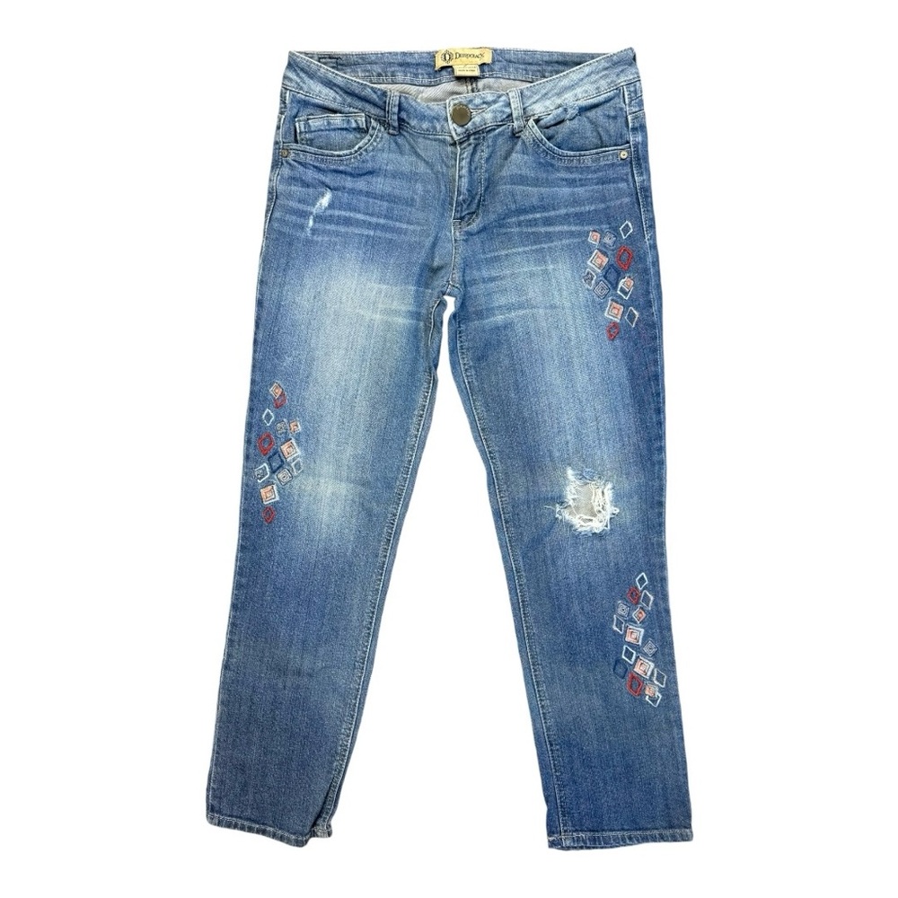 Democracy Crop Jean with Embroidery